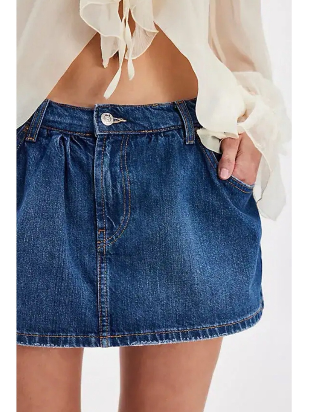 NWT Free People Demi Denim Mini Micro Skort Skirt